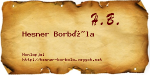 Hesner Borbála névjegykártya